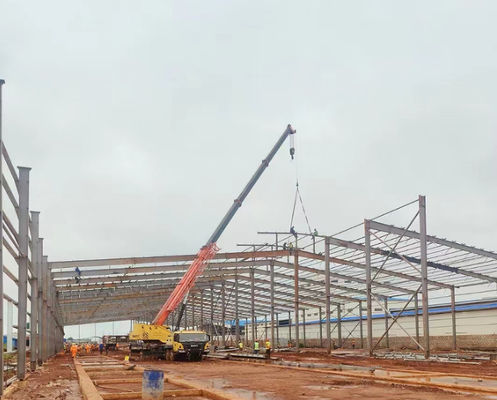 Q355 gelaste H-sectie stalen werkplaatsconstructie met C/Z-sectie gording