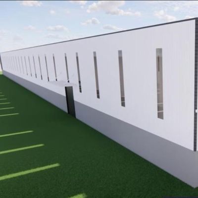 Portalstructuur Staalstructuur Workshop met tekening ontwerp en PVC Downpipe