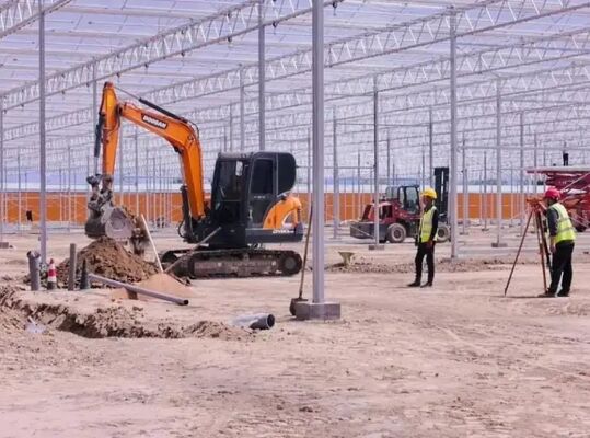 Een polyethyleenfilmplanthuis voor de teelt van bloemen van hoge kwaliteit