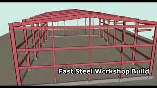 Een werkplaats gebouwd met stalen structuurmaterialen